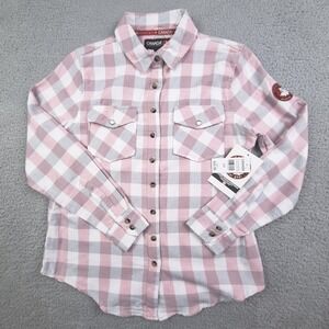Canada Weathergear Shirt Womens Small Pink Plaid Flannel Button Front NWT